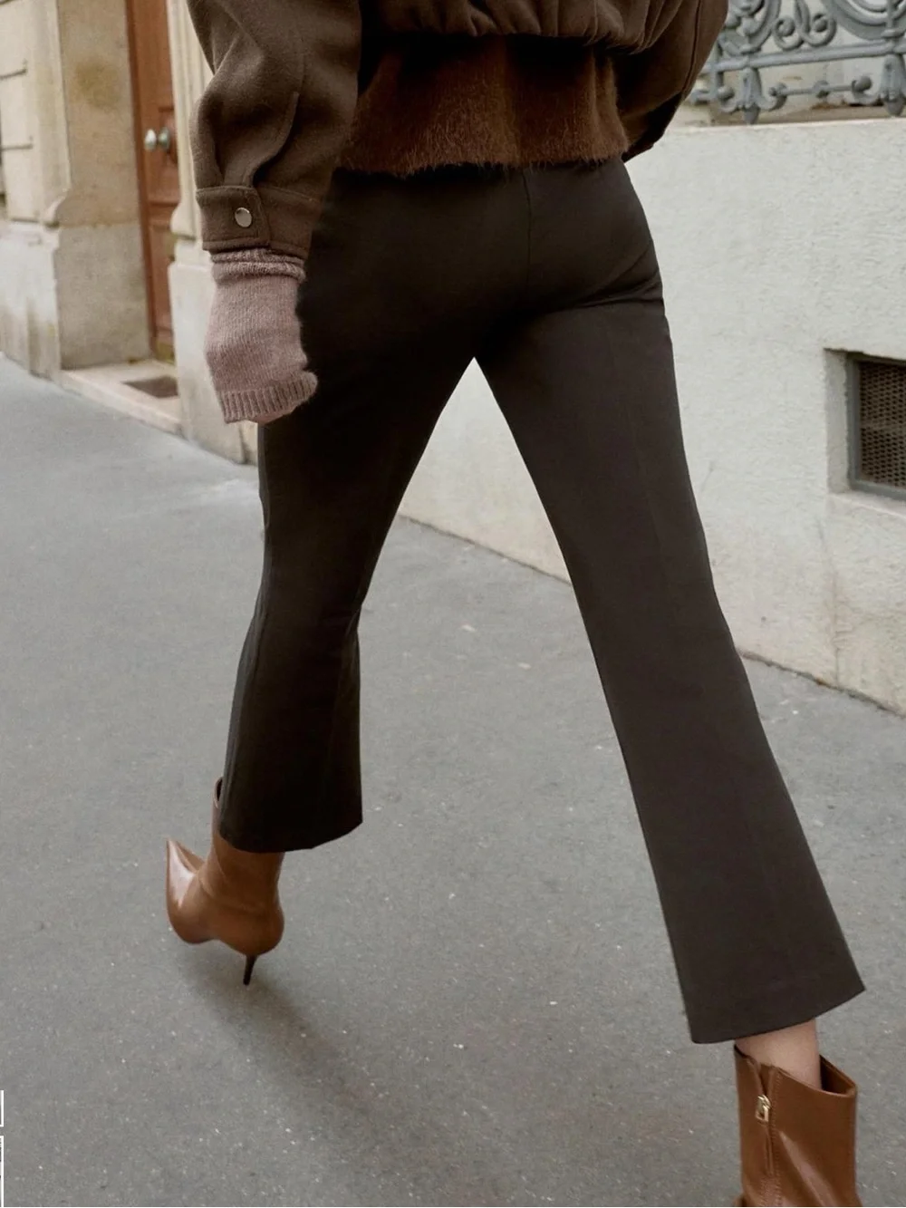 Zara Mini Flare Leg Women's Pants in Dark Brown